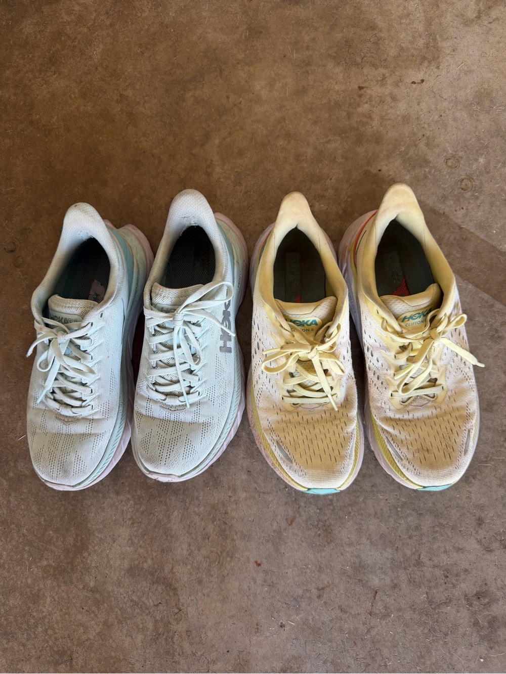 2 pairs of *USED* Hoka running shoes